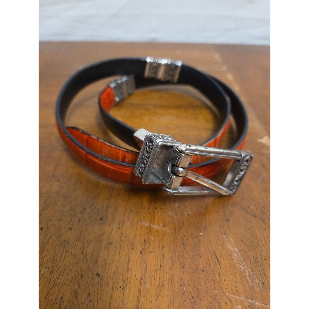 Brighton 44002 Black & Red Croc Leather Reversible Belt Size M/L 32